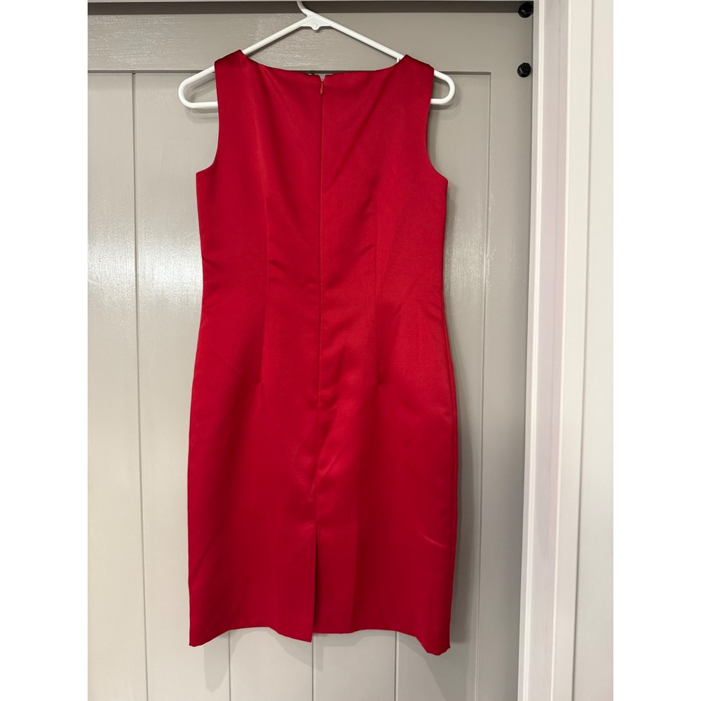 Talbots Petites Red Sleeveless Satin Sheath Dress Party Cocktail Occasion 4P - Picture 7 of 10